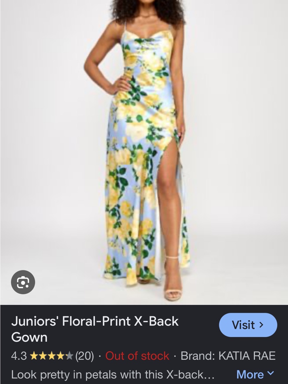Katia Rae Yellow Floral Slip Gown with Side Slit